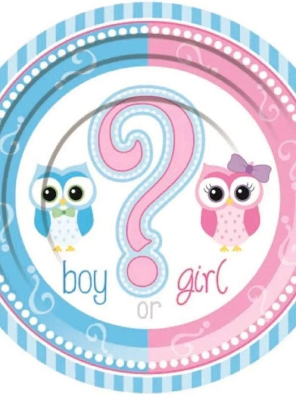 Forum Novelties Owl Gender Reveal Plates Baby Shower Party Supplies 8 Count